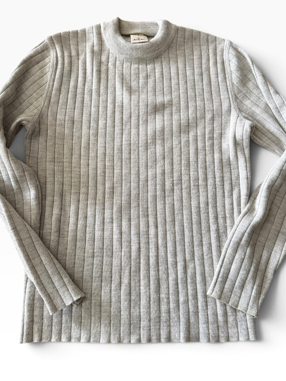 Vintage Kasha by Rodier Ribbed Crewneck Sweater - Light Gray/beige S